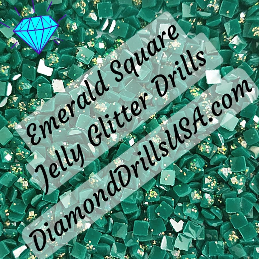 Emerald Jelly Glitter SQUARE Diamond Painting Drills Green