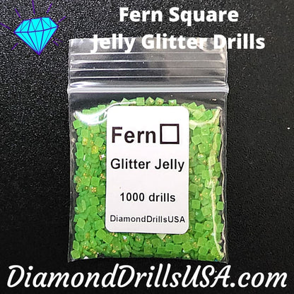 Fern Jelly Glitter SQUARE Diamond Painting Drills Green 21