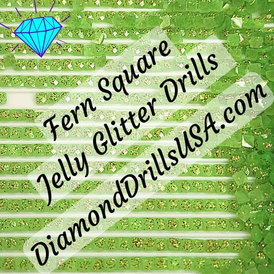 Fern Jelly Glitter SQUARE Diamond Painting Drills Green 21