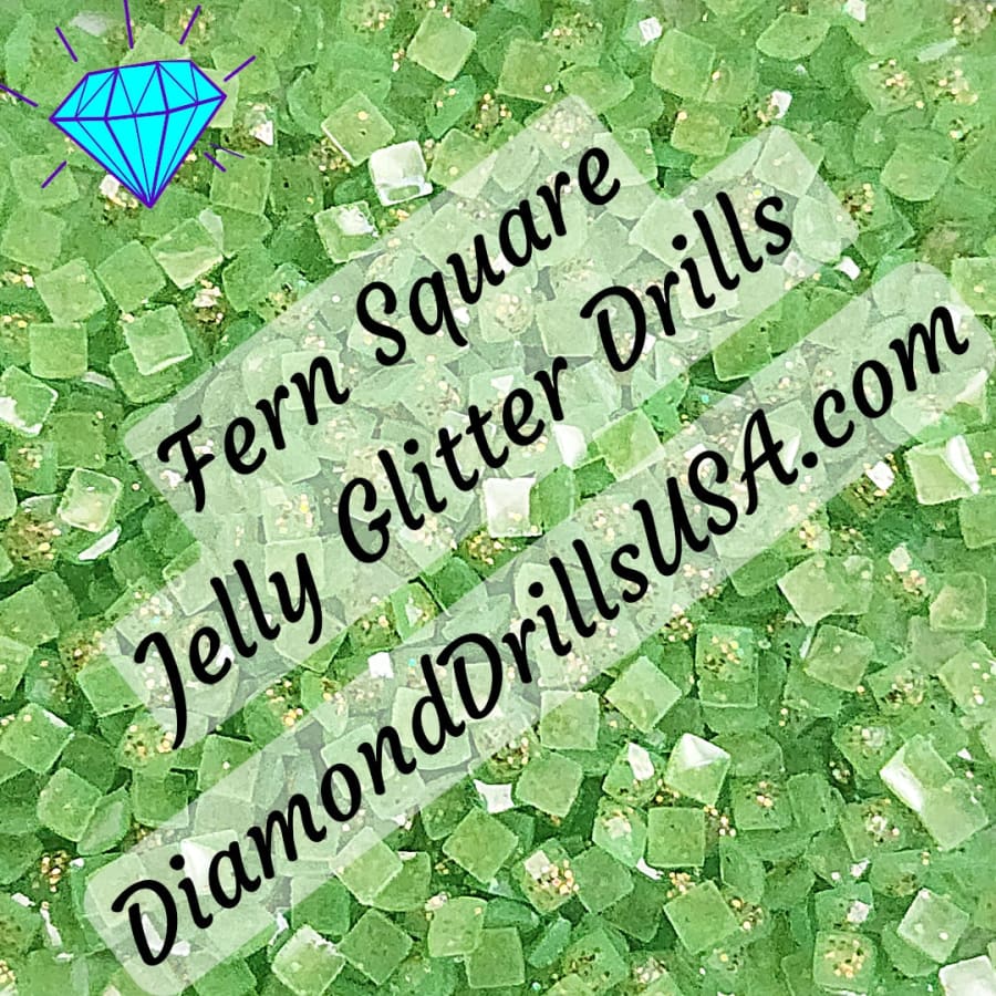 Fern Jelly Glitter SQUARE Diamond Painting Drills Green 21 Bulk