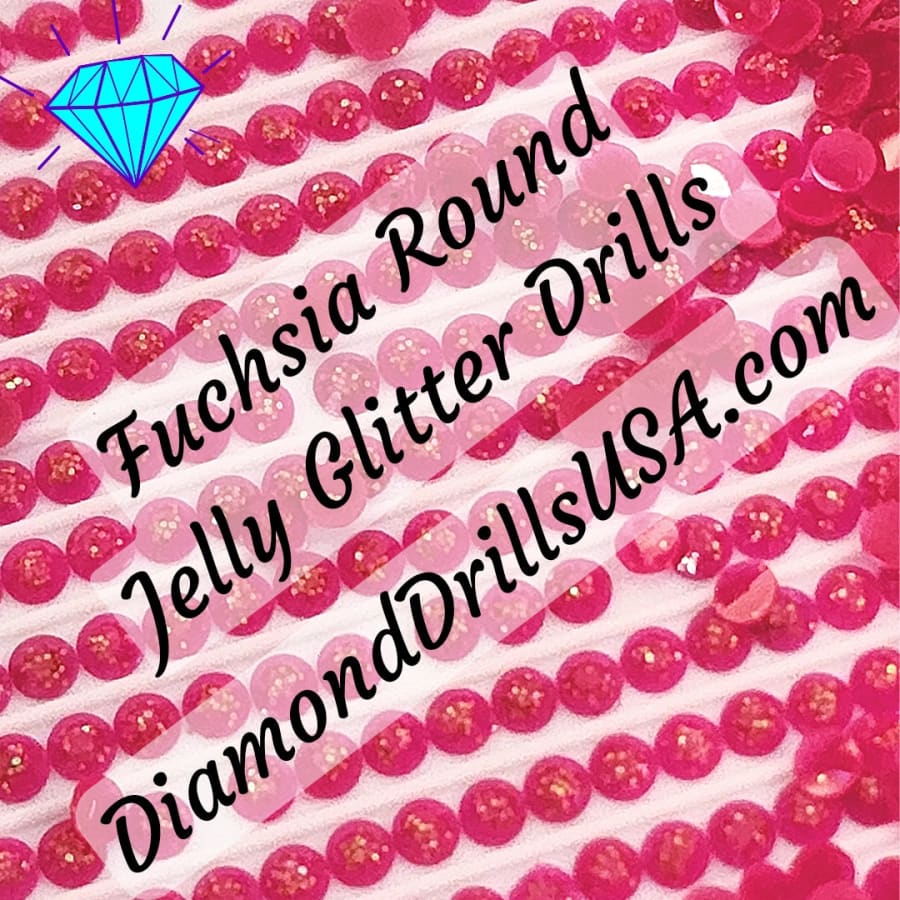 Fuchsia Jelly Glitter ROUND Diamond Painting Drills Pink 23 