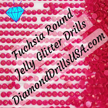 Fuchsia Jelly Glitter ROUND Diamond Painting Drills Pink 23 