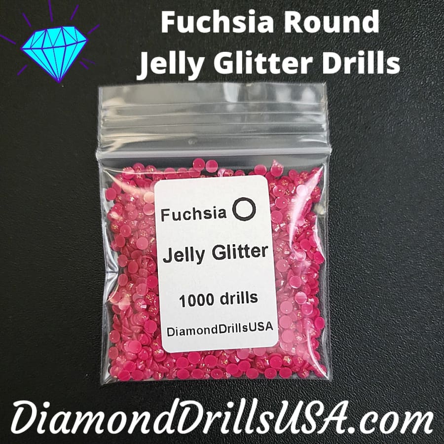 Fuchsia Jelly Glitter ROUND Diamond Painting Drills Pink 23 