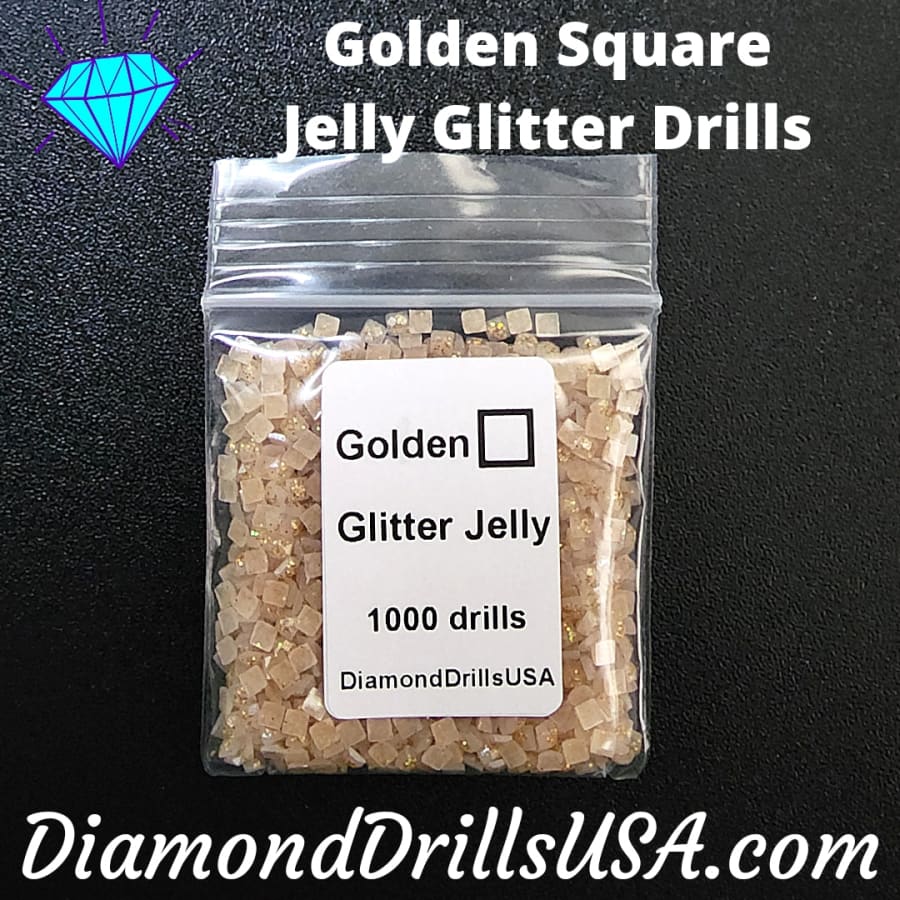 Golden Jelly Glitter SQUARE Diamond Painting Drills Gold 01