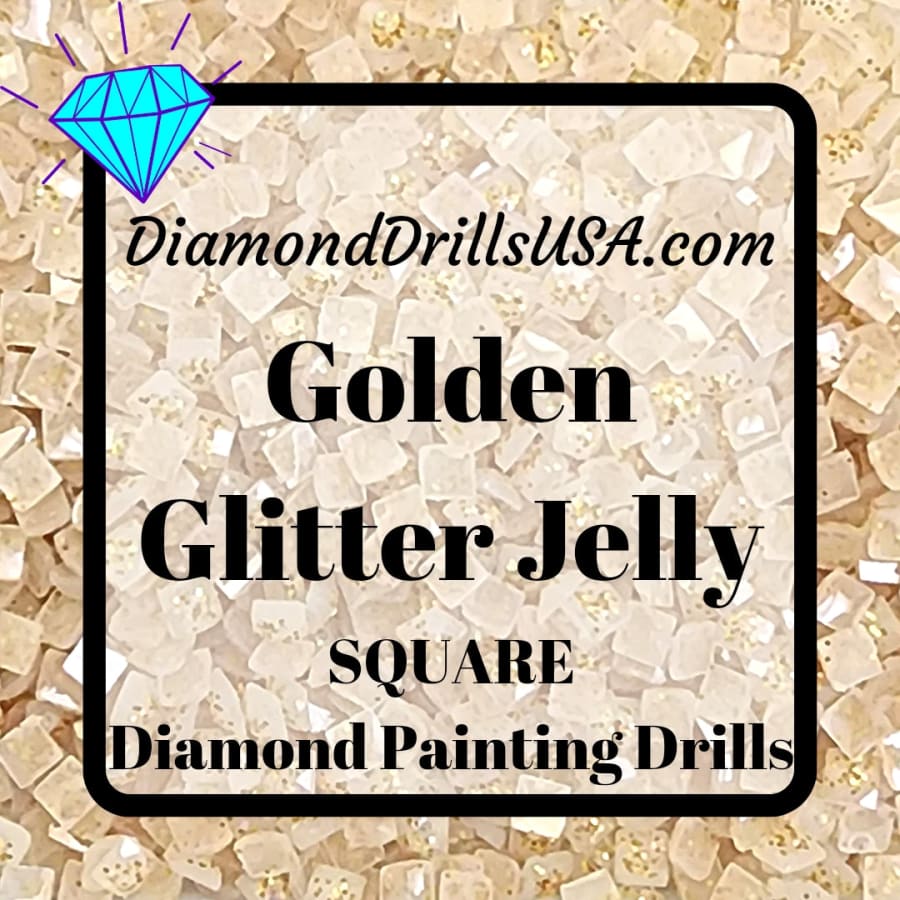 Golden Jelly Glitter SQUARE Diamond Painting Drills Gold 01