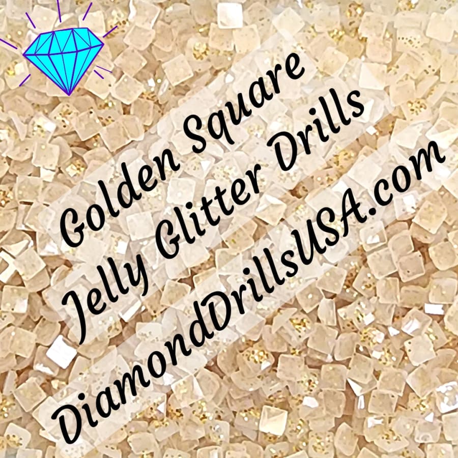 Golden Jelly Glitter SQUARE Diamond Painting Drills Gold 01