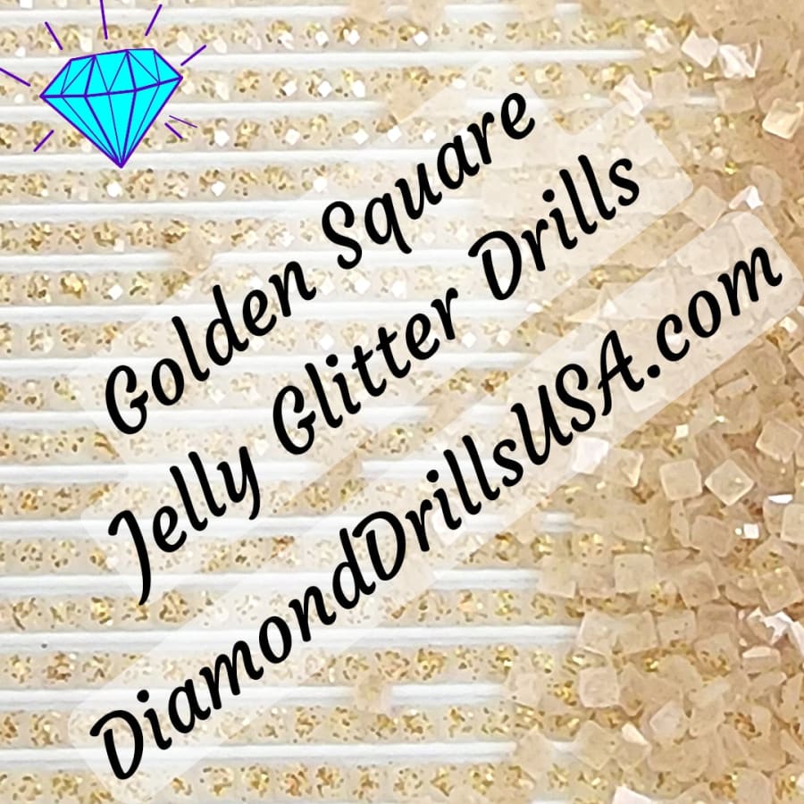 Golden Jelly Glitter SQUARE Diamond Painting Drills Gold 01