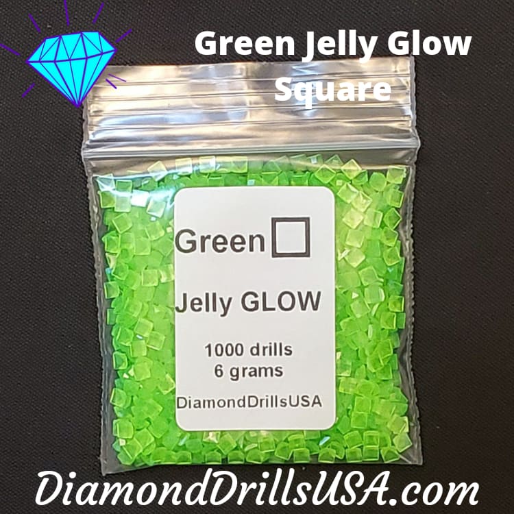Green Jelly SQUARE GLOW in the Dark UV 5D Diamond Painting 