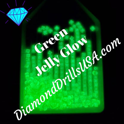 Green Jelly SQUARE GLOW in the Dark UV 5D Diamond Painting 