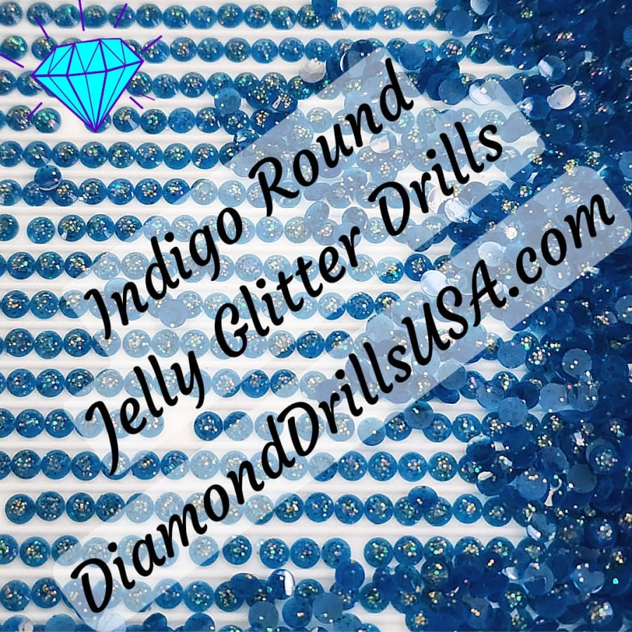 Indigo Jelly Glitter ROUND Diamond Painting Drills Blue 18 