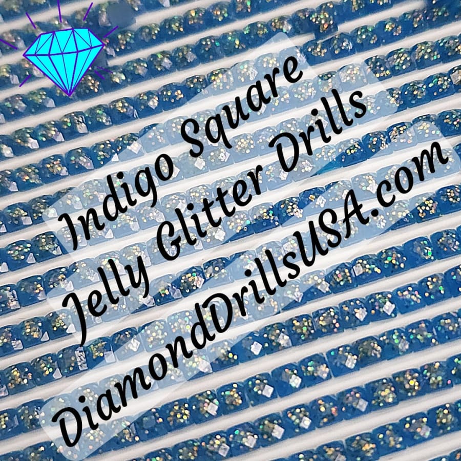 Indigo Jelly Glitter SQUARE Diamond Painting Drills Blue 18