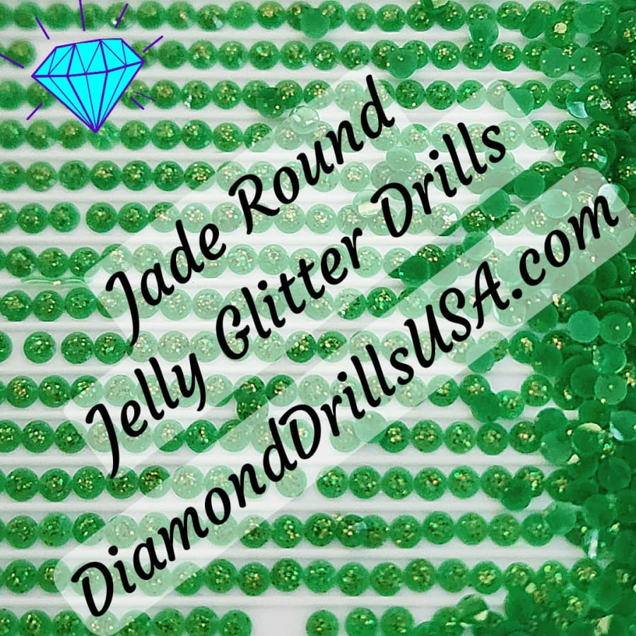 Jade Jelly Glitter ROUND Diamond Painting Drills Green 28 