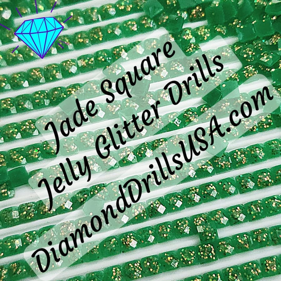 Jade Jelly Glitter SQUARE Diamond Painting Drills Green 28