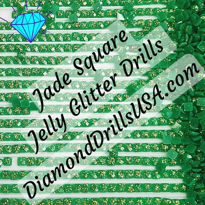 Jade Jelly Glitter SQUARE Diamond Painting Drills Green 28