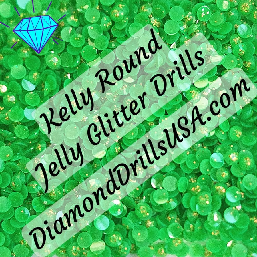 Kelly Jelly Glitter ROUND Diamond Painting Drills Green 22 