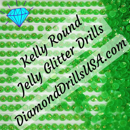 Kelly Jelly Glitter ROUND Diamond Painting Drills Green 22 