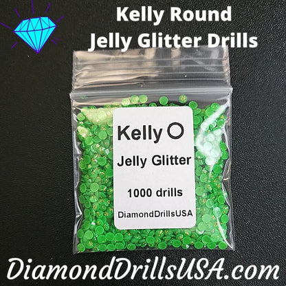 Kelly Jelly Glitter ROUND Diamond Painting Drills Green 22 