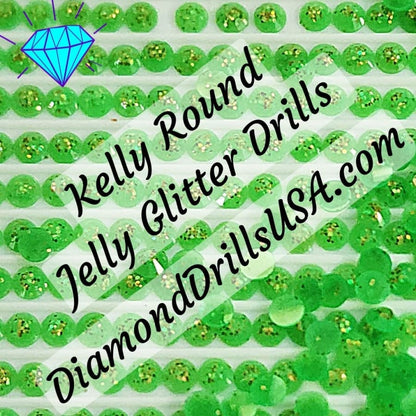 Kelly Jelly Glitter ROUND Diamond Painting Drills Green 22 