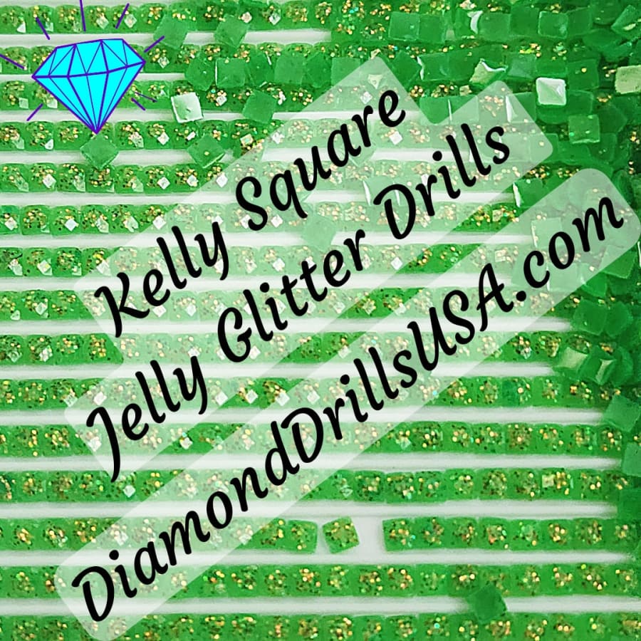 Kelly Jelly Glitter SQUARE Diamond Painting Drills Green 22