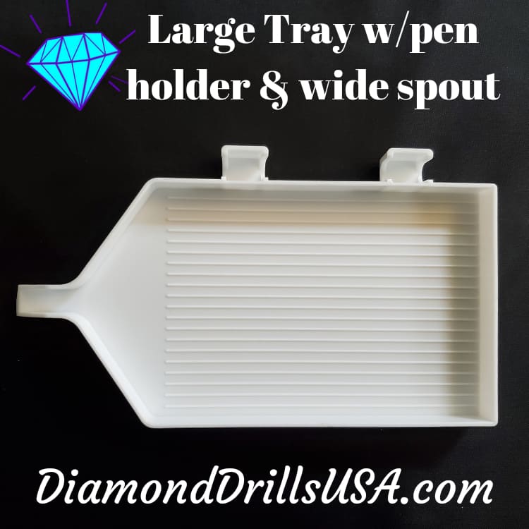 DiamondDrillsUSA - Large White Drill Tray with Pen Holder & Wide