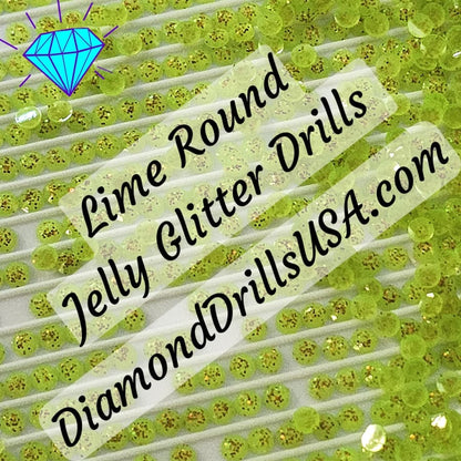 Lime Jelly Glitter ROUND Diamond Painting Drills Green 08 