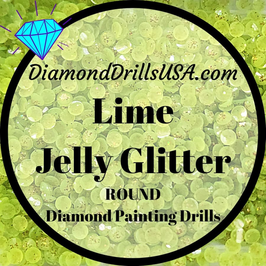 Lime Jelly Glitter ROUND Diamond Painting Drills Green 08 