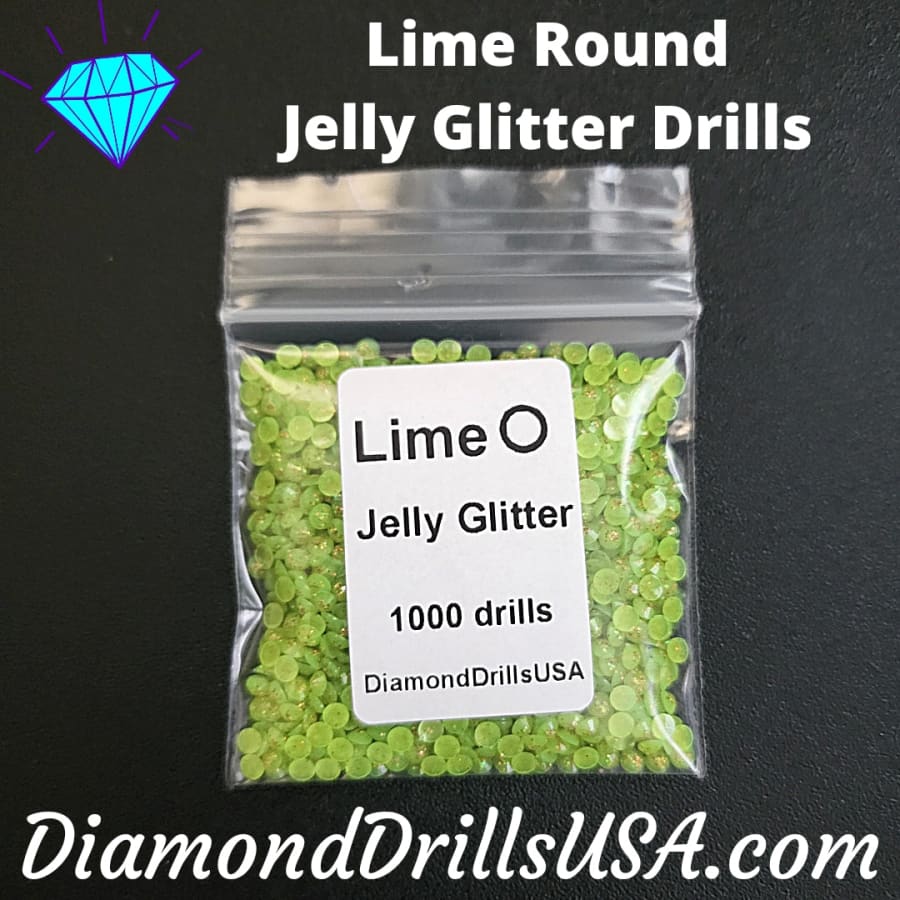 Lime Jelly Glitter ROUND Diamond Painting Drills Green 08 