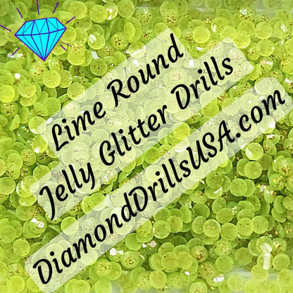 Lime Jelly Glitter ROUND Diamond Painting Drills Green 08 