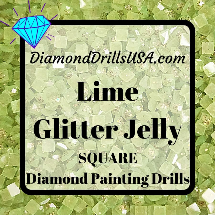 Lime Jelly Glitter SQUARE Diamond Painting Drills Green 08