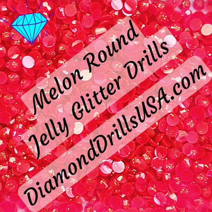 Melon Jelly Glitter ROUND Diamond Painting Drills Red Pink 