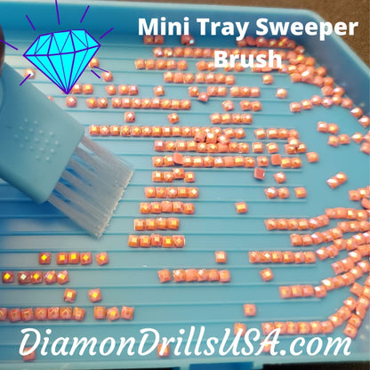 Mini Brush Blue Tray Sweeper for Cleaning Diamond Painting 