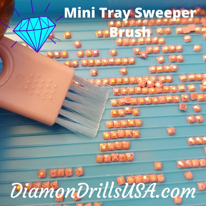 Mini Brush Pink Tray Sweeper for Cleaning Diamond Painting 