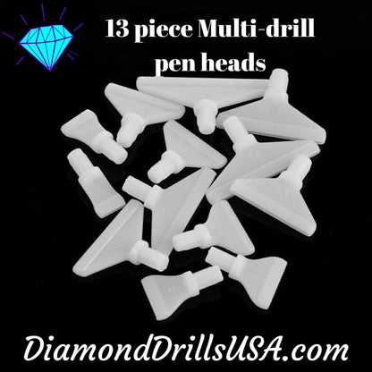 Multi-drill Pen Replacement Heads Tips 13 pieces Diamond 