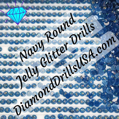 Navy Jelly Glitter ROUND Diamond Painting Drills Blue 27 