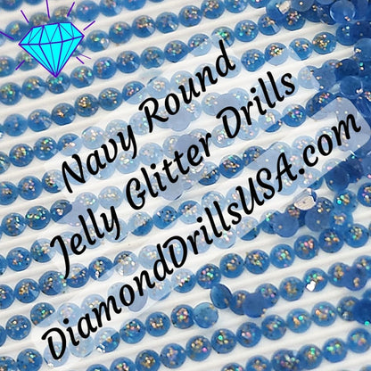Navy Jelly Glitter ROUND Diamond Painting Drills Blue 27 