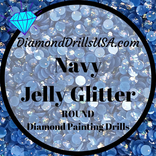 Navy Jelly Glitter ROUND Diamond Painting Drills Blue 27 