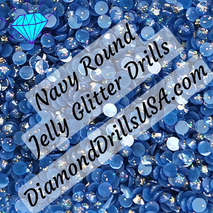 Navy Jelly Glitter ROUND Diamond Painting Drills Blue 27 