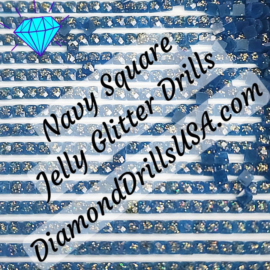 Navy Jelly Glitter SQUARE Diamond Painting Drills Blue 27