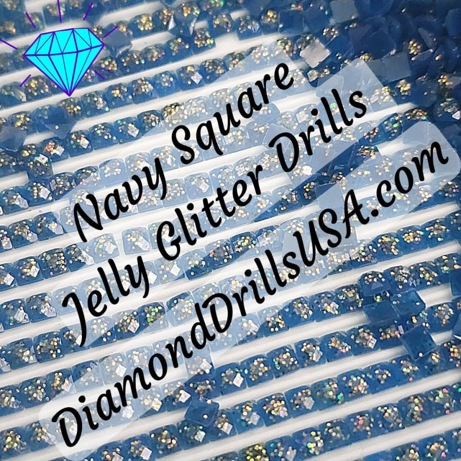 Navy Jelly Glitter SQUARE Diamond Painting Drills Blue 27