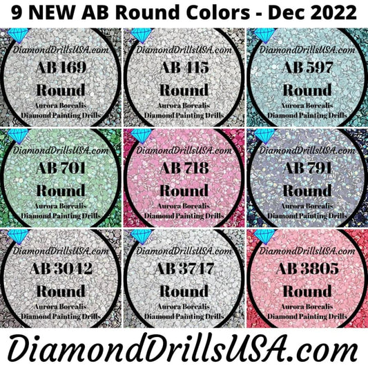 NEW AB ROUND December 2022 Set - 9 Colors Aurora Borealis