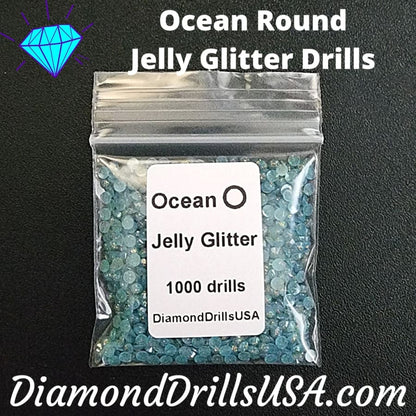 Ocean Jelly Glitter ROUND Diamond Painting Drills Blue 12 