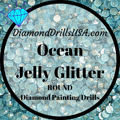Ocean Jelly Glitter ROUND Diamond Painting Drills Blue 12 