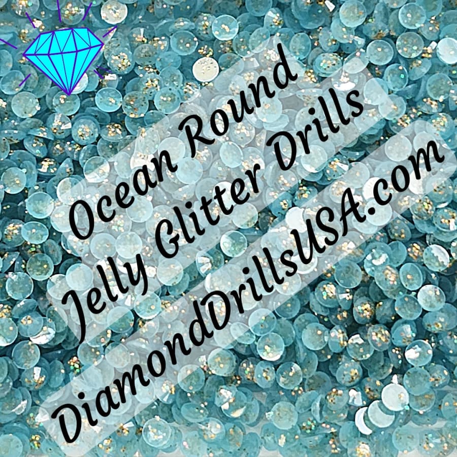 Ocean Jelly Glitter ROUND Diamond Painting Drills Blue 12 