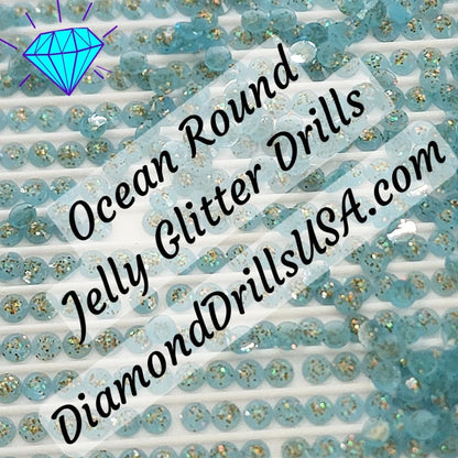Ocean Jelly Glitter ROUND Diamond Painting Drills Blue 12 
