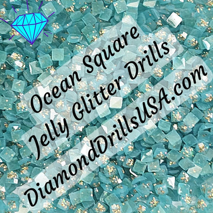 Ocean Jelly Glitter SQUARE Diamond Painting Drills Blue 12