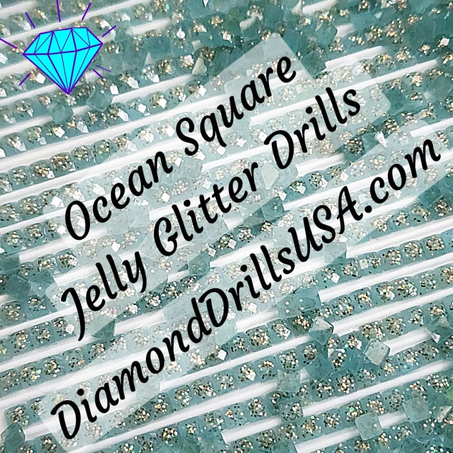 Ocean Jelly Glitter SQUARE Diamond Painting Drills Blue 12