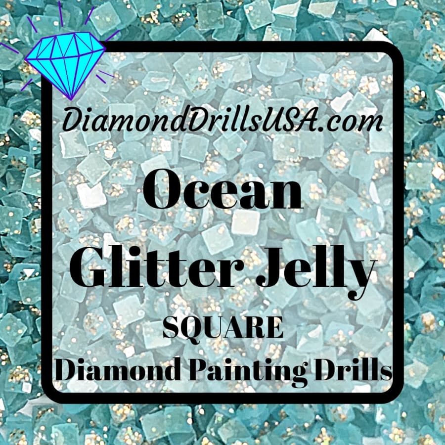 Ocean Jelly Glitter SQUARE Diamond Painting Drills Blue 12