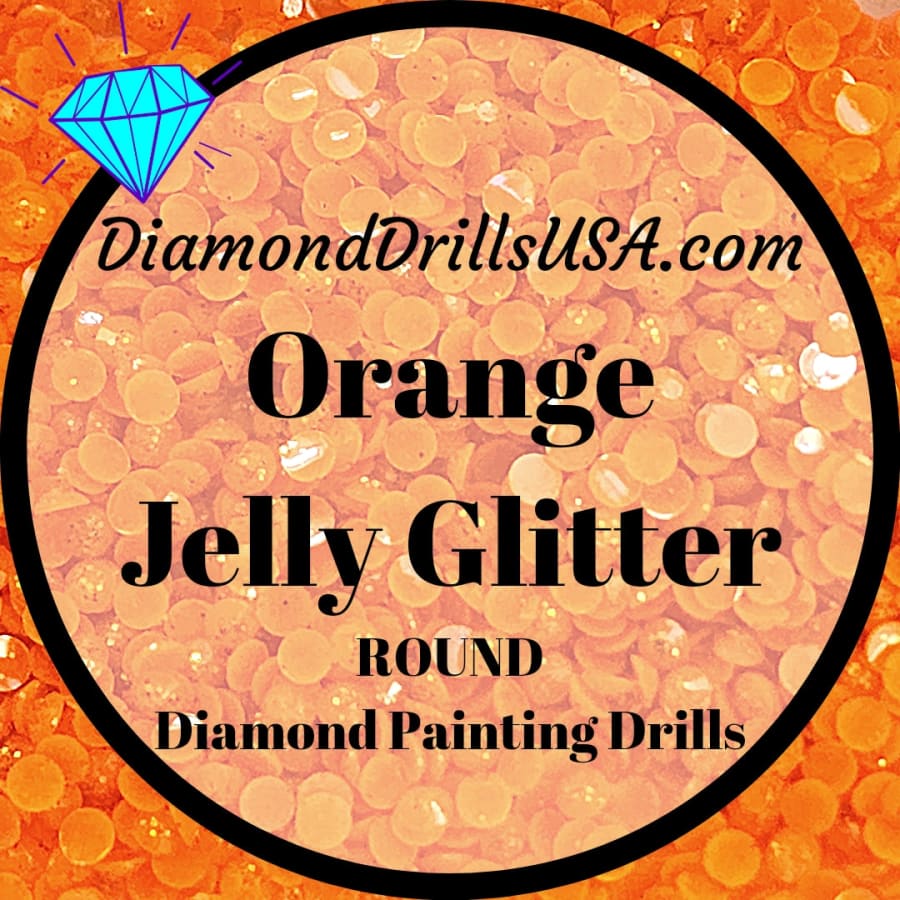 Orange Jelly Glitter ROUND Diamond Painting Drills 16 Bulk -