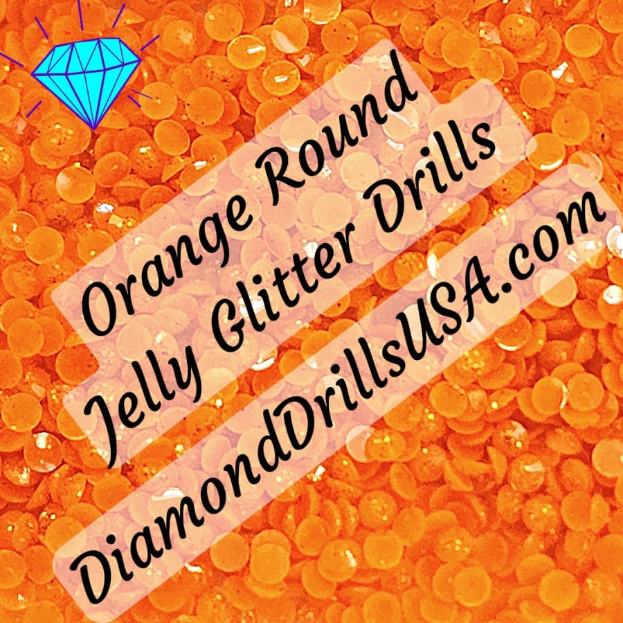 Orange Jelly Glitter ROUND Diamond Painting Drills 16 Bulk -
