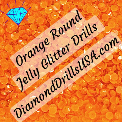 Orange Jelly Glitter ROUND Diamond Painting Drills 16 Bulk -